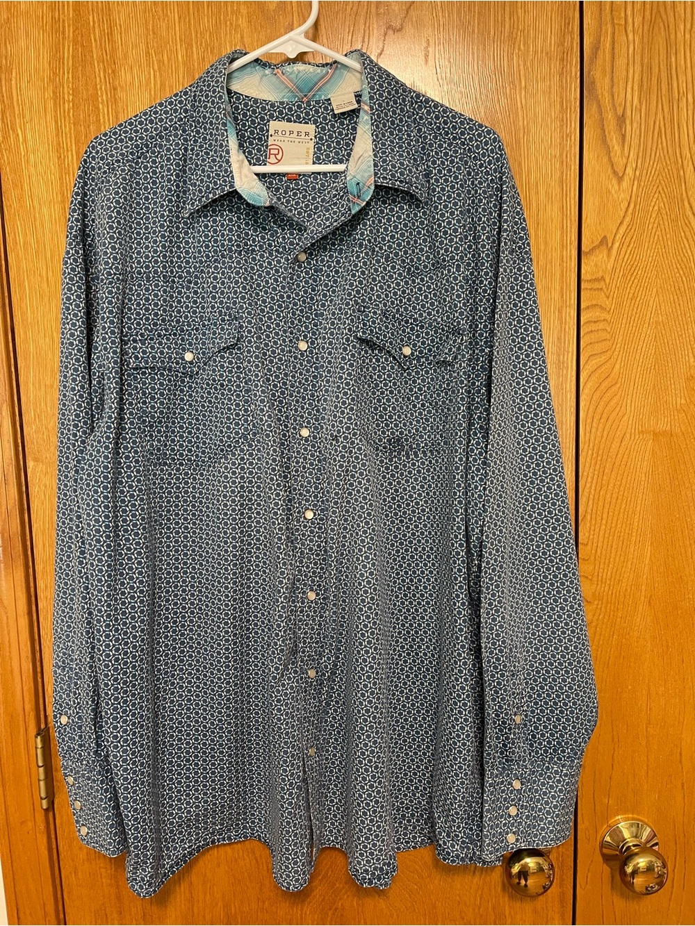 Roper Men's Navy Geometric Print Western Shirt